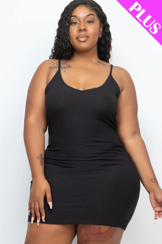 Plus Size Ribbed Cami Bodycon Dress (CAPELLA)