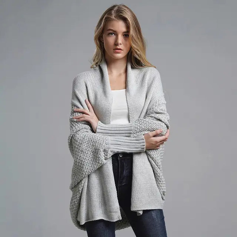 Oversized Sweater Cardigan Knitted Women'S Clothes Patchwork Batwing Sleeves Outerwear Female Winter plus Size Overcoat