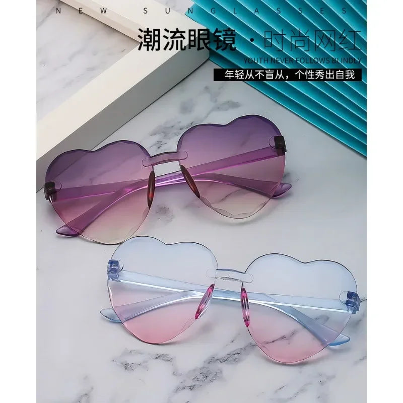 New Korean Version of Children'S Adult Peach Heart Sunglasses Trend Love Baby Sunglasses Cute Glasses Retro Sunglasses