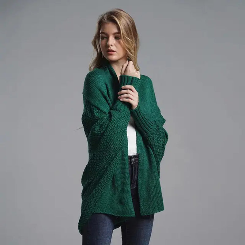 Oversized Sweater Cardigan Knitted Women'S Clothes Patchwork Batwing Sleeves Outerwear Female Winter plus Size Overcoat