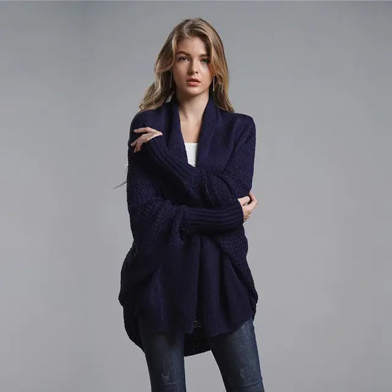 Oversized Sweater Cardigan Knitted Women'S Clothes Patchwork Batwing Sleeves Outerwear Female Winter plus Size Overcoat