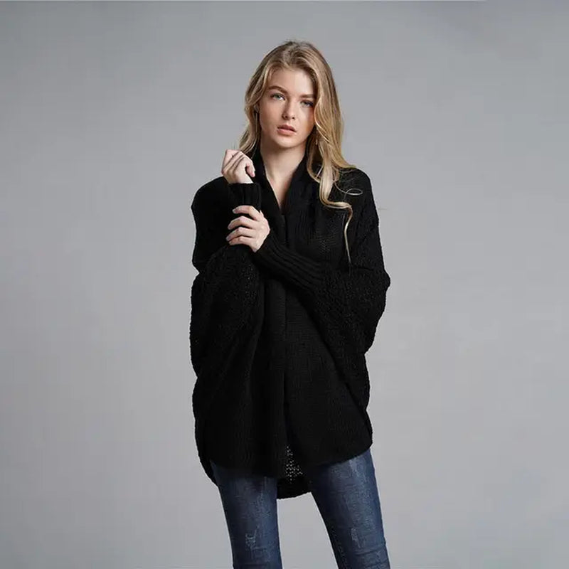 Oversized Sweater Cardigan Knitted Women'S Clothes Patchwork Batwing Sleeves Outerwear Female Winter plus Size Overcoat