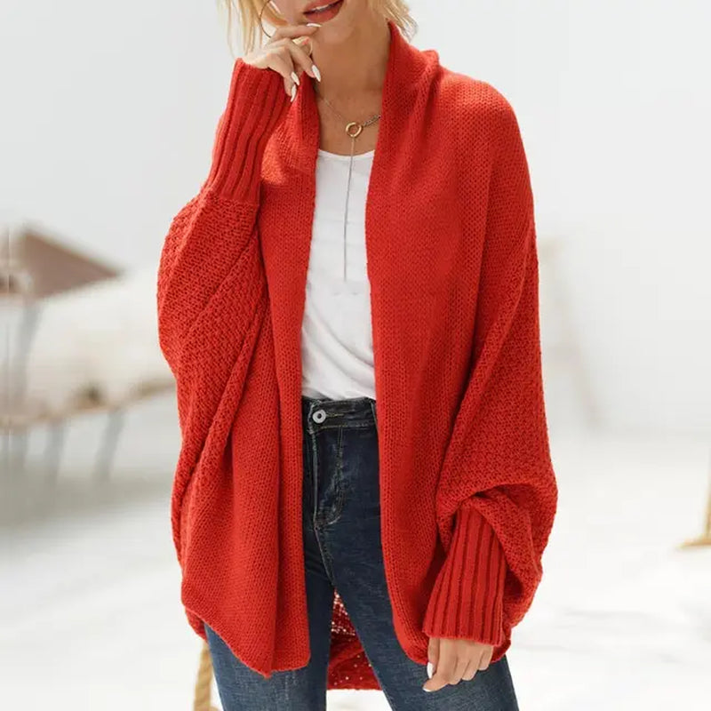 Oversized Sweater Cardigan Knitted Women'S Clothes Patchwork Batwing Sleeves Outerwear Female Winter plus Size Overcoat