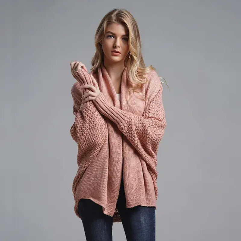 Oversized Sweater Cardigan Knitted Women'S Clothes Patchwork Batwing Sleeves Outerwear Female Winter plus Size Overcoat