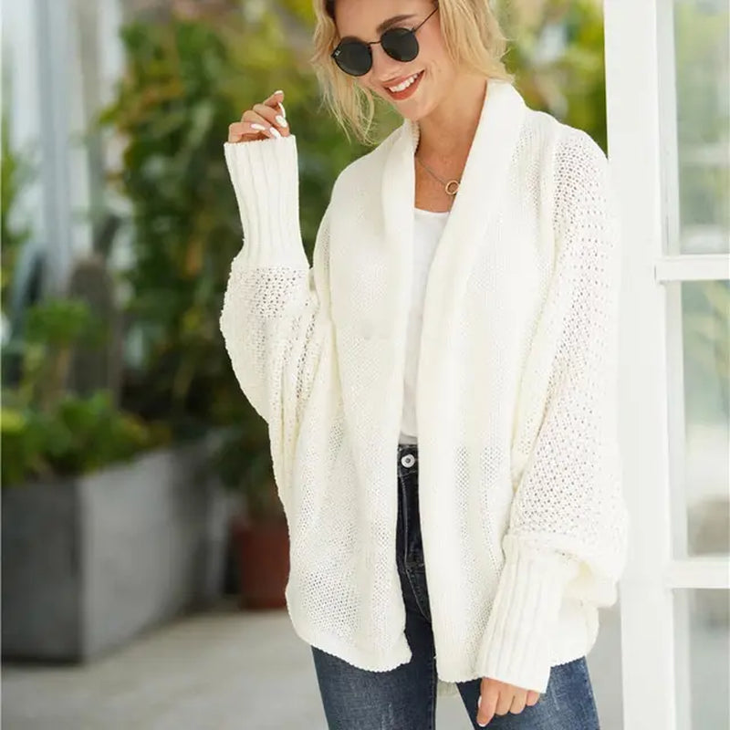 Oversized Sweater Cardigan Knitted Women'S Clothes Patchwork Batwing Sleeves Outerwear Female Winter plus Size Overcoat